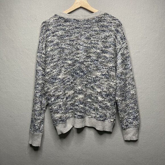 CeCe Womens Marled Knit Sweater Gray White Blue Acrylic Blend Medium - Picture 5 of 6